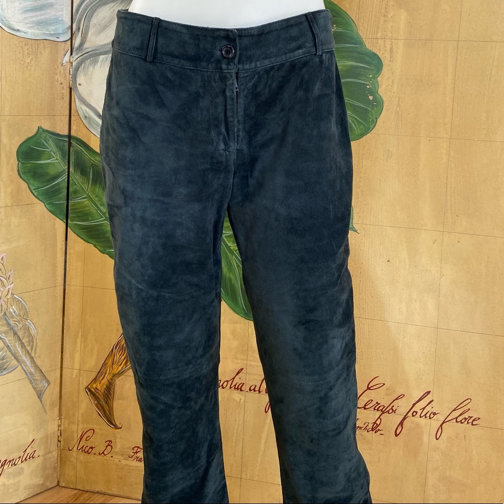 Suede 100% Leather charcoal blueish pants